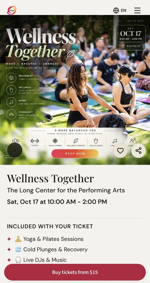 Wellness Together event page on Ora